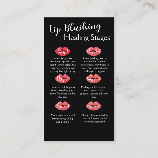 Lip Blush Aftercare-Karte mit beidseitiger Gestalt Visitenkarte (Vorderseite)