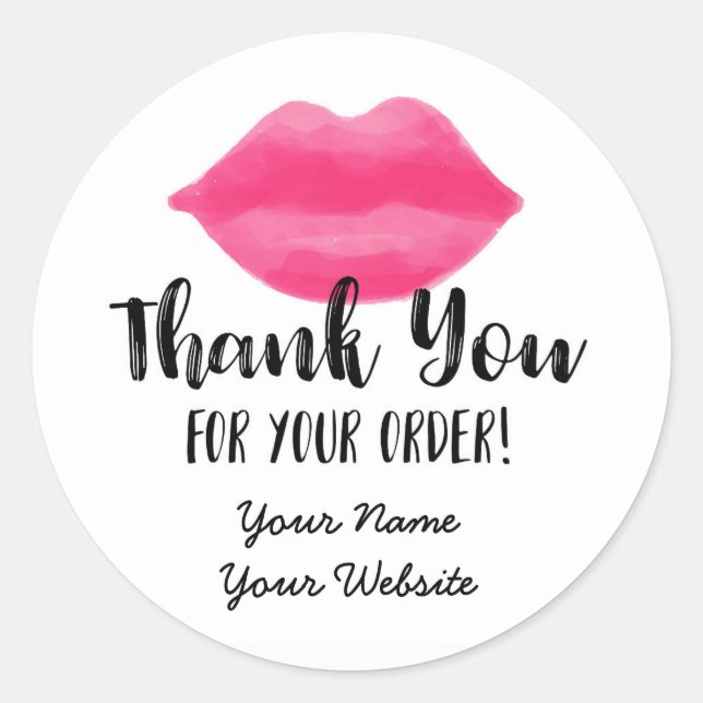 Lip Business Danke Stickers, Lips, Lipstick Runder Aufkleber (Vorderseite)
