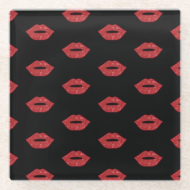 Lip Glitzer Kisses Femine Feminine Glasuntersetzer (Vorderseite)