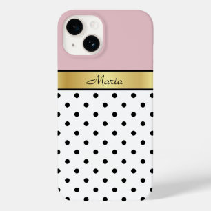 Lip Gloss Pink, White Black Polka Dots, Goldener N Case-Mate iPhone Hülle