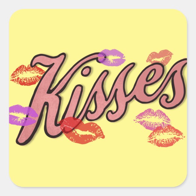 LIP KISSES QUADRATISCHER AUFKLEBER (Vorderseite)