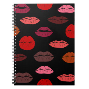 Lip print, rosa Küsse. Notizblock
