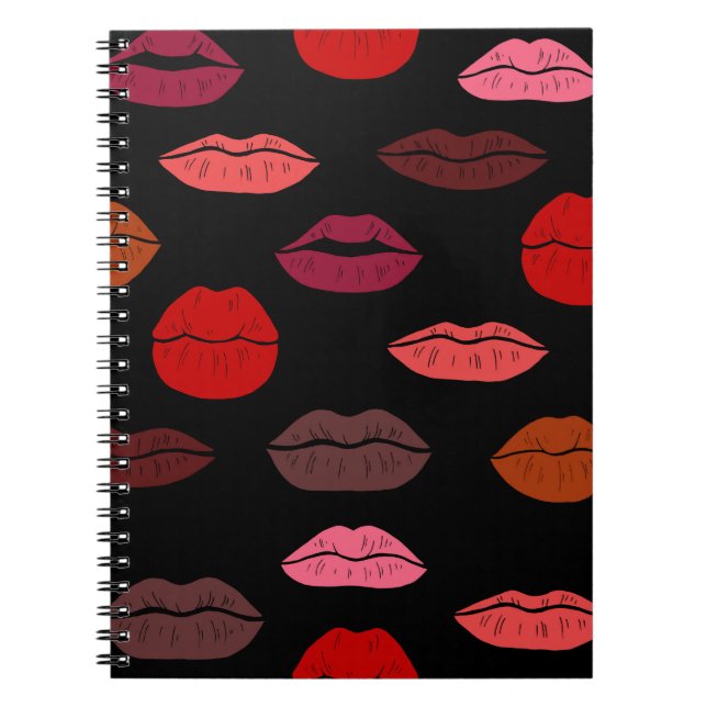 Lip print, rosa Küsse. Notizblock (Vorderseite)