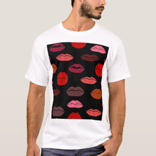 Lip print, rosa Küsse. T-Shirt
