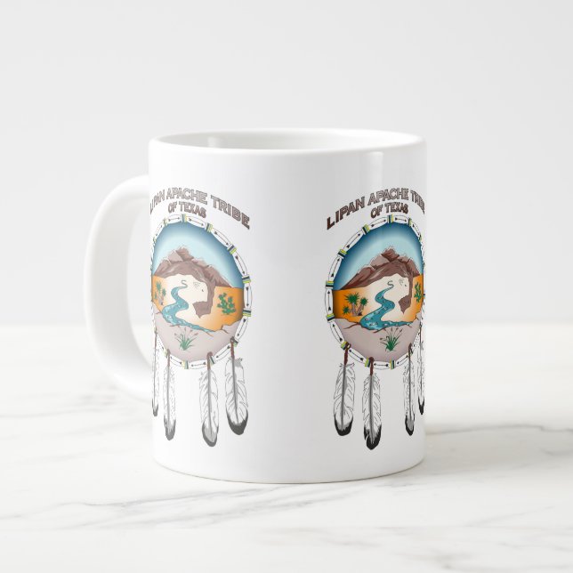 Lipan Apache Stamm 20-Unze-weiße riesige Tasse (Vorderseite Links)
