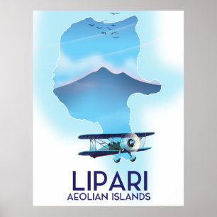 Lipari Äolische Inseln Karte Poster