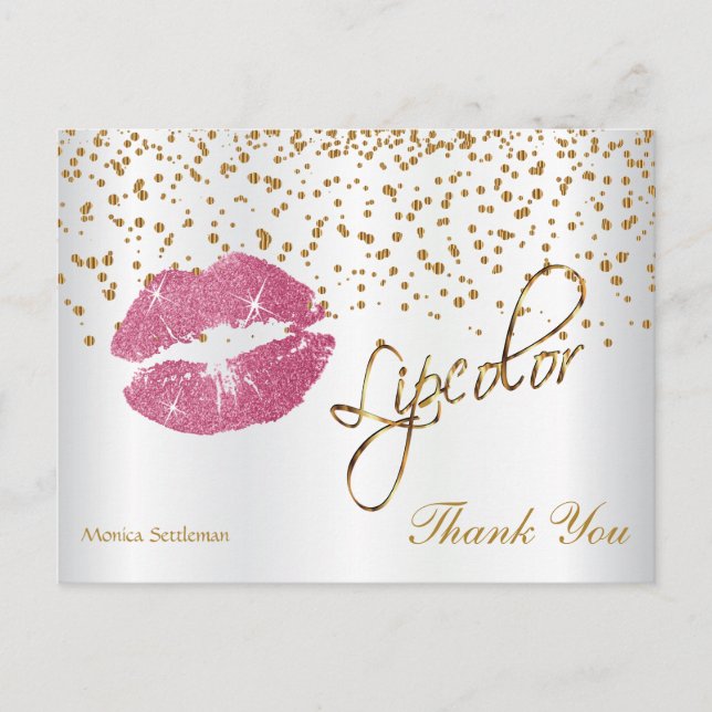 Lipcolor Hübsch Pink Lippen - Danke Postkarte (Vorderseite)