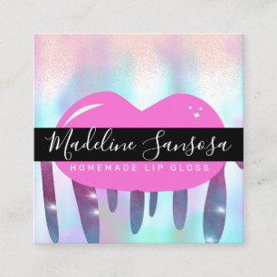Lipgloss-Glitter-Tropf-Hologramm für Visagisten Quadratische Visitenkarte