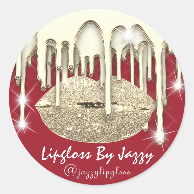 Lipgloss Makeup Gold Tropfen, die Red Ruby verpack Runder Aufkleber (Vorderseite)