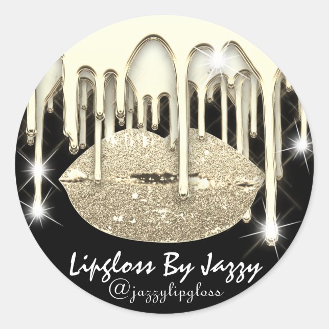 Lipgloss Makeup Gold Tropfen Packung Spark vip Runder Aufkleber (Vorderseite)