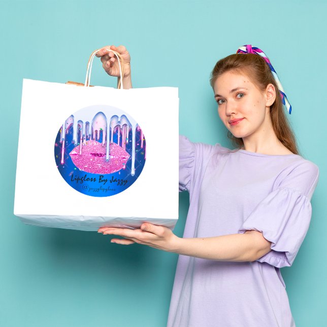 Lipgloss Makeup Pink Bluei Tropfen Packaging Glam Runder Aufkleber (Lipgloss Makeup Pink Bluei Drip Packaging Glam Classic Round Sticker)