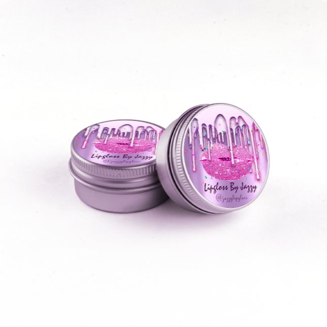 Lipgloss Makeup Pink Confetti Tropfen Packung Runder Aufkleber (Von Creator hochgeladen)