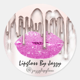 Lipgloss Makeup-Tropfen, die Rose verpacken Runder Aufkleber