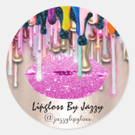 Lipgloss Makeup Tropfen Packen Pink Tropfen Rose Runder Aufkleber
