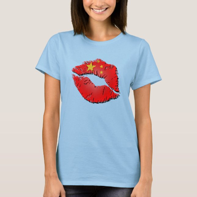 Lippen der chinesischen Flagge T-Shirt (Vorderseite)