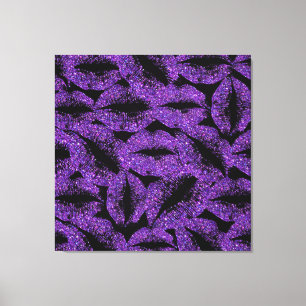 Lippen des lila Glitzer Leinwanddruck