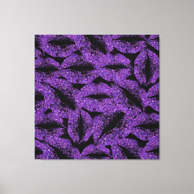 Lippen des lila Glitzer Leinwanddruck (Vorderseite)