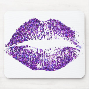 Lippen des lila Glitzer Mousepad