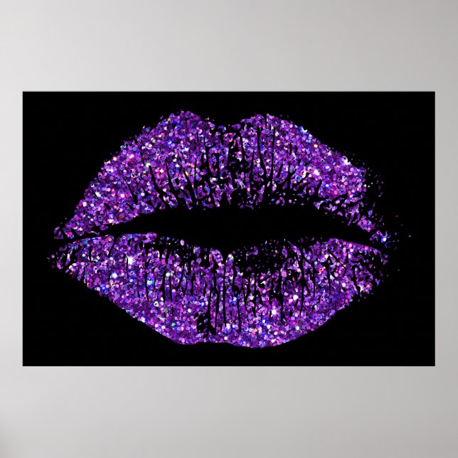 Lippen des lila Glitzer Poster (Vorne)