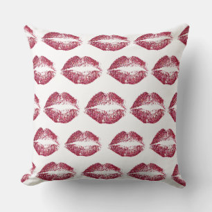 Lippen des roten Glitzer #4 Kissen