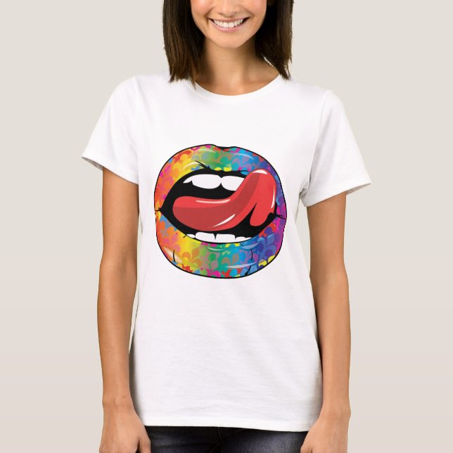 Lippen Fleur De Rainbow Licking T-Shirt (Vorderseite)