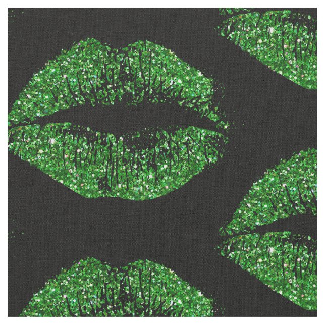 Lippen für grünen Glitzer Stoff (Nahaufnahme)
