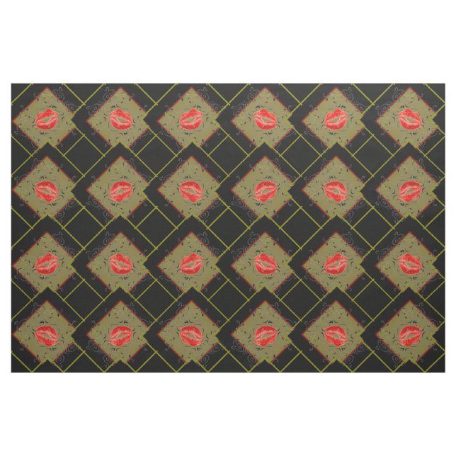 Lippen in Blöcken Stoff (Fat Quarter (45,7 x 55,9 cm))