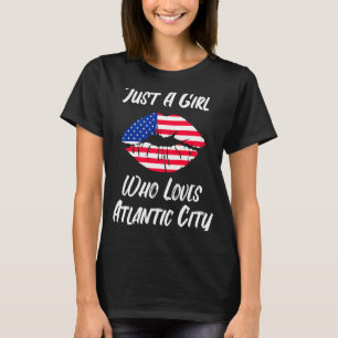 Lippen Liebe Amerikanische Flagge Atlantische Stad T-Shirt