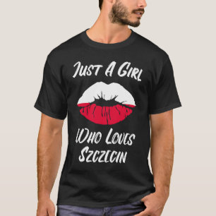 Lippen Liebe Polnische Flagge Szzzin T-Shirt
