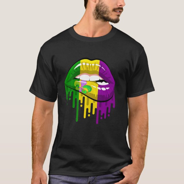 Lippen Lippen Lilie Mardi Gras T-Shirt (Vorderseite)