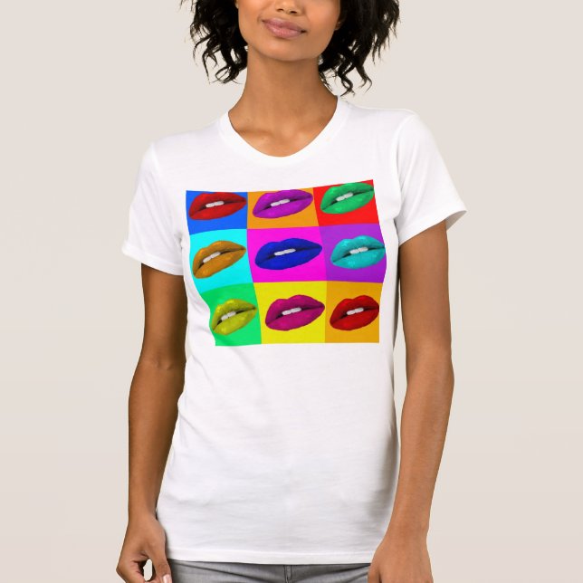 Lippen, Lippen, LippenPop-Kunst-Behälter-Spitze T-Shirt (Vorderseite)