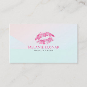 Lippen-Make-up-Artist mit rosa Glitter Visitenkarte