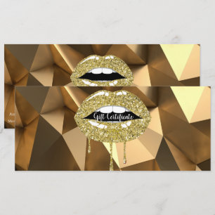 Lippen-Make-up-Geschenkgutschein mit goldem Glitte Einladung