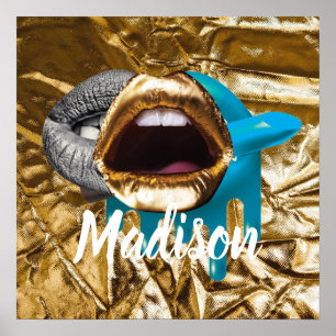 Lippen Makeup Beauty Girls Geschenk Personalisiert Poster