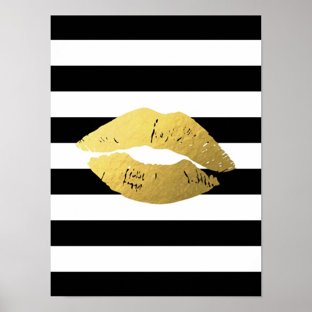 Lippen mit Schwarz-weißen Streifen Poster (Vorne)