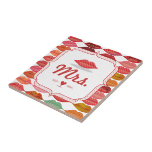 Lippen Mrs. Hipster Vintage Retro Braut Fliese