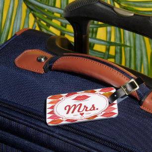 Lippen Mrs. Hipster Vintage Retro Braut Gepäckanhänger