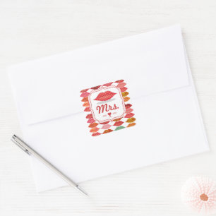 Lippen Mrs. Hipster Vintage Retro Braut Quadratischer Aufkleber