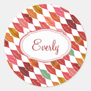 Lippen Mrs. Hipster Vintage Retro Braut Runder Aufkleber