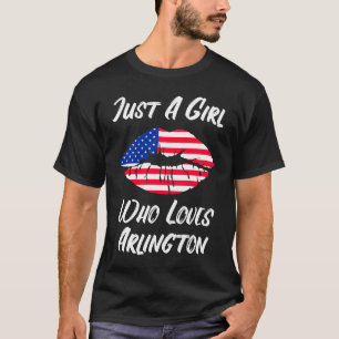 Lippen Mund Liebe Amerikanische Flagge Arlington T-Shirt
