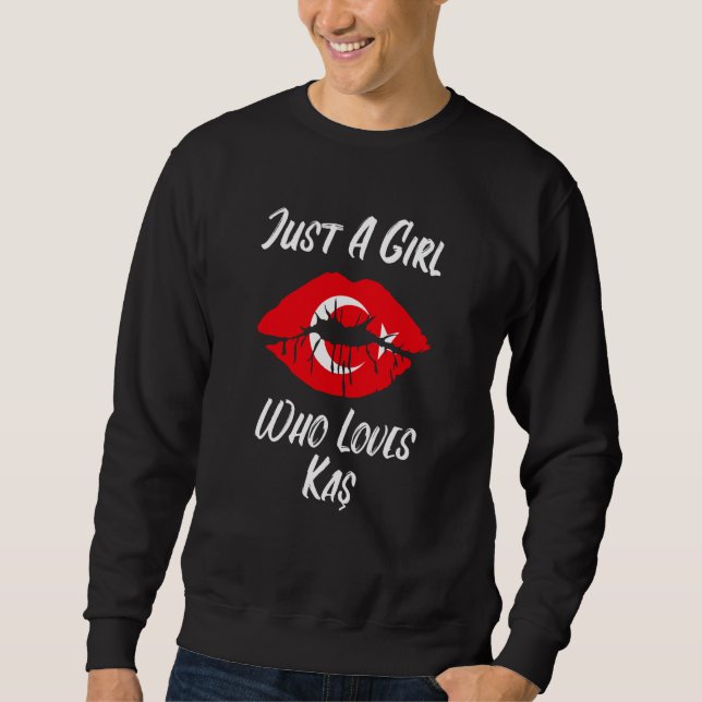 Lippen Mund Liebe Türkische Flagge Kas Sweatshirt (Vorderseite)