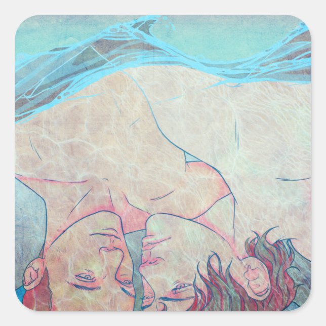 Lippen Quadratischer Aufkleber (Vorderseite)