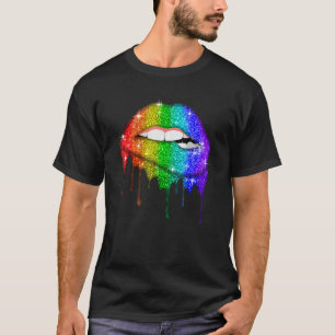 Lippen Rainbow Lips Pride Gay Homosexuell Lesbian  T-Shirt