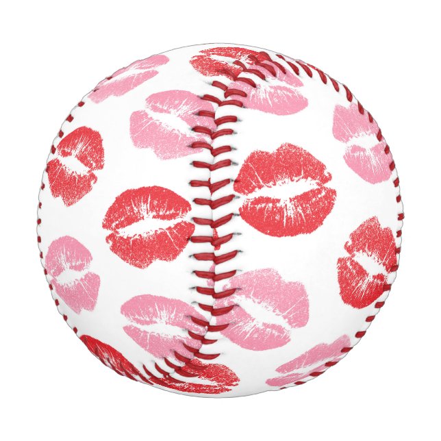Lippen, rot und rosa, Lippenmuster, Lippenstift, K Baseball (Schrägansicht)