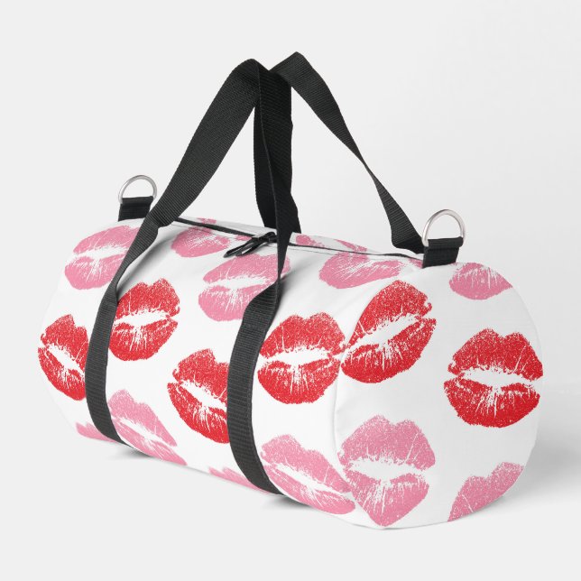 Lippen, rot und rosa, Lippenmuster, Lippenstift, K Duffle Bag (Linke Seite)