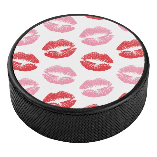 Lippen, rot und rosa, Lippenmuster, Lippenstift, K Eishockey Puck (3/4)