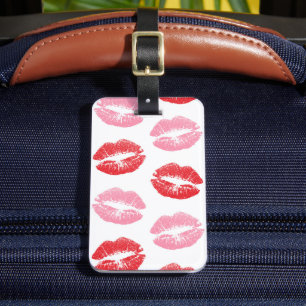 Lippen, rot und rosa, Lippenmuster, Lippenstift, K Gepäckanhänger