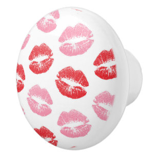 Lippen, rot und rosa, Lippenmuster, Lippenstift, K Keramikknauf