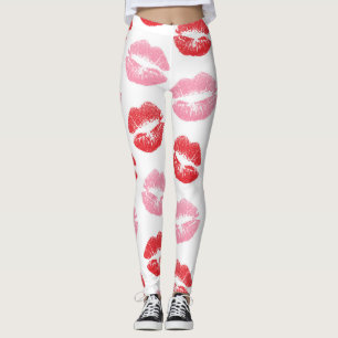 Lippen, rot und rosa, Lippenmuster, Lippenstift, K Leggings