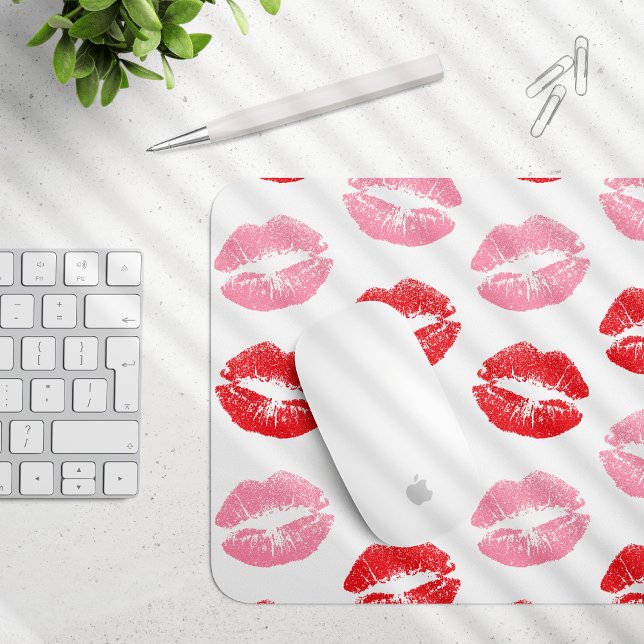 Lippen, rot und rosa, Lippenmuster, Lippenstift, K Mousepad (Von Creator hochgeladen)